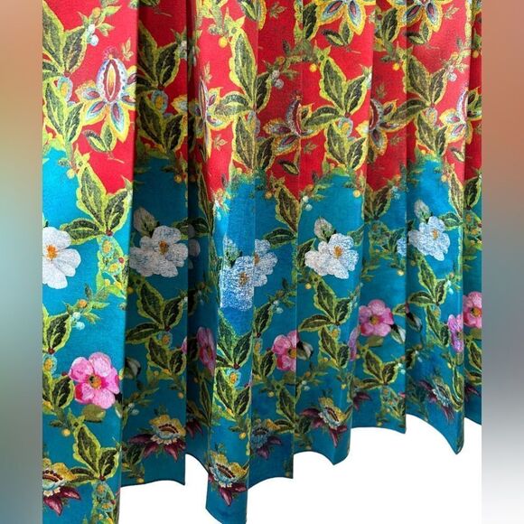 Gucci Pleated Midi Skirt Hibiscus Red Floral - Picture 5 of 8